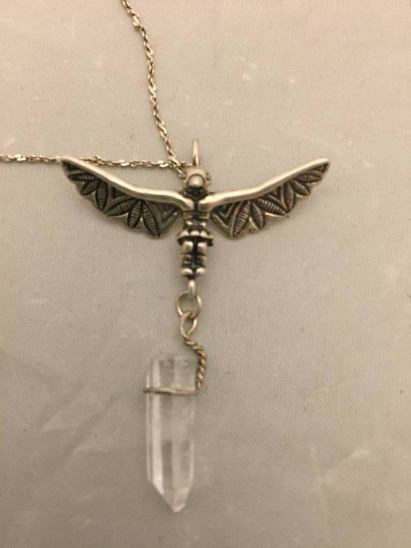 lot 350 image: Sterling Silver Eagle Crystal Necklace