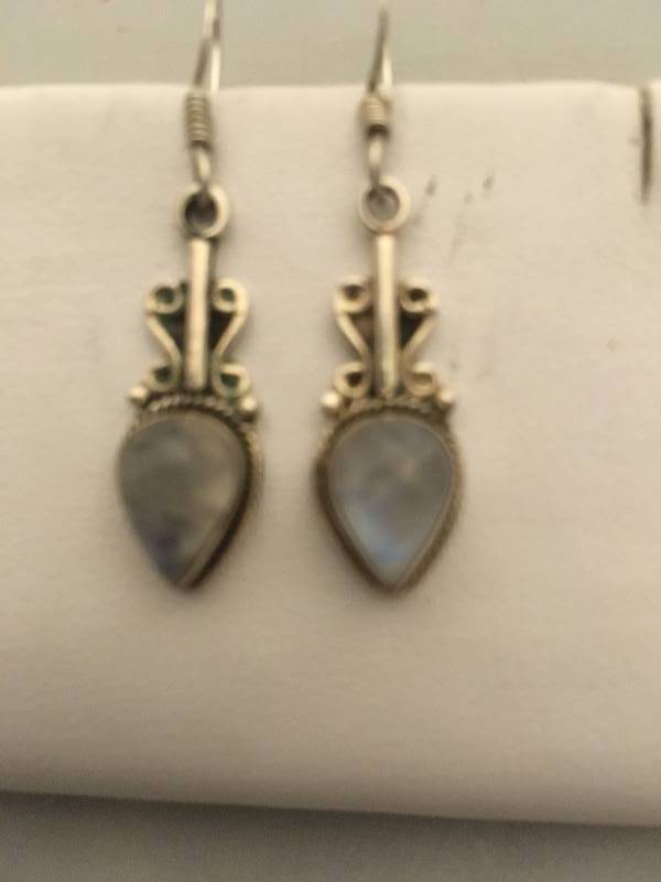 lot 409 image: Sterling Silver Moonstone Pierced Earrings