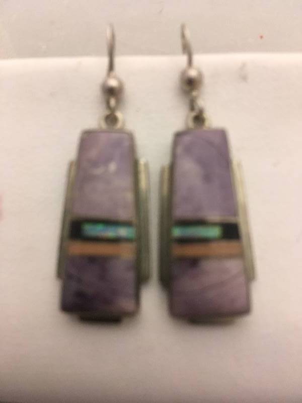 lot 415 image: Sterling Silver Opal Pierced Earrings