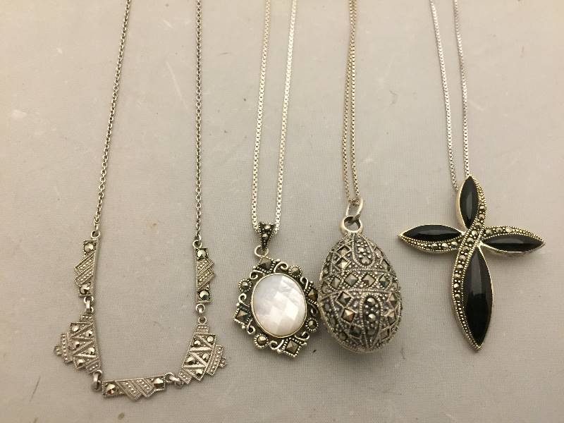lot 363 image: Sterling Silver Marcasite Necklaces