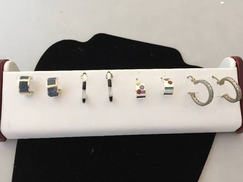 lot 451 image: Sterling Silver Pierced Earrings - Hoops