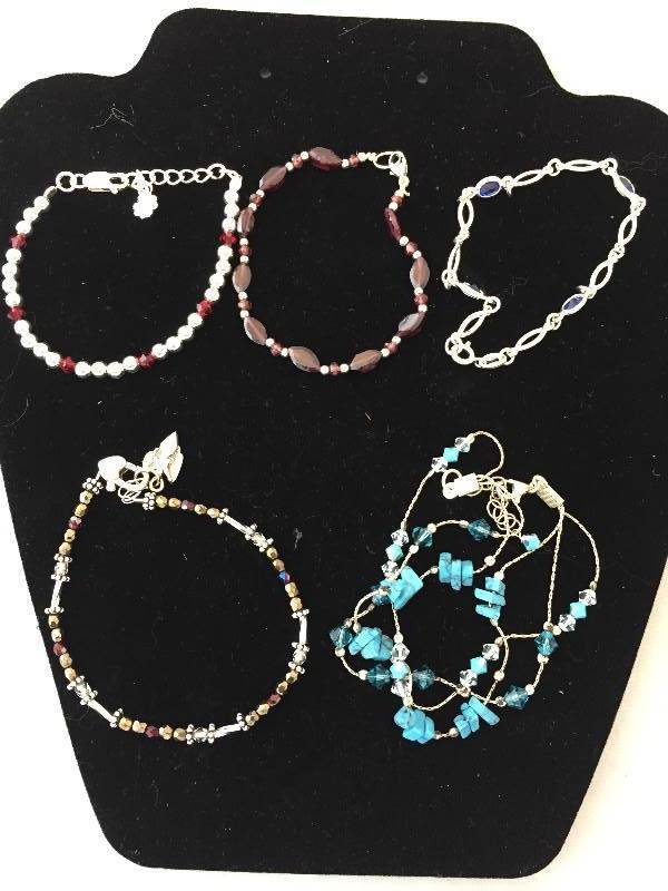 lot 470 image: Sterling Silver Bracelets with Stones