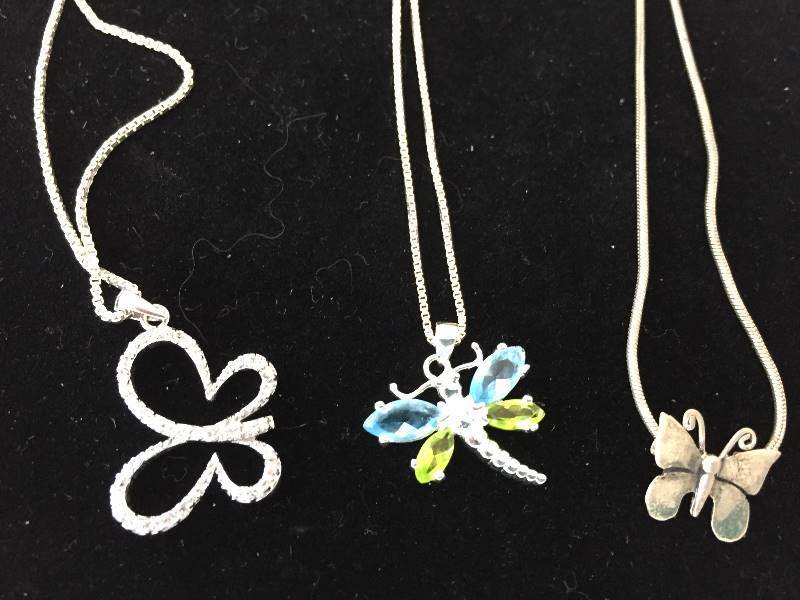 lot 485 image: Sterling Silver Necklaces Butterflies