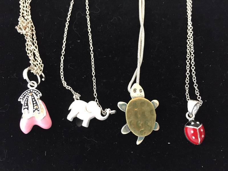 lot 487 image: Sterling Silver Necklaces - Childrens