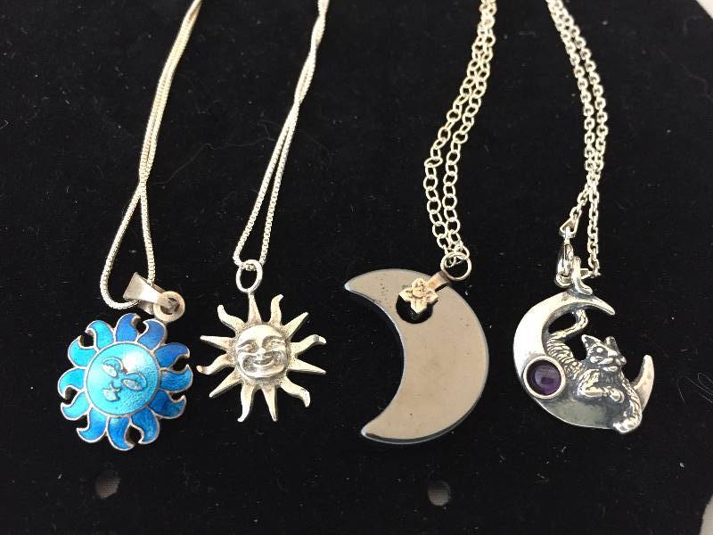 lot 467 image: Sterling Silver Necklaces Sun Moon