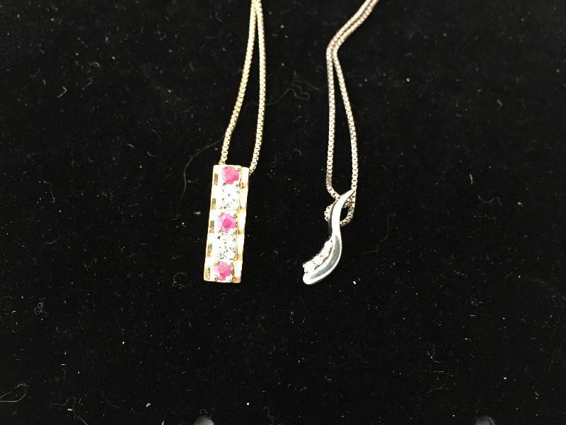 lot 495 image: Sterling Silver Necklaces - Diamond Accent