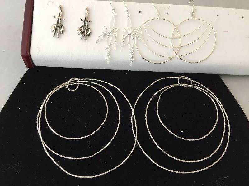 lot 504 image: Sterling Silver Pierced Earrings Large Hoop