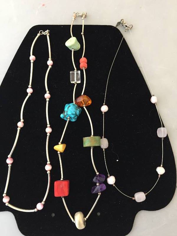 lot 506 image: Sterling Silver Necklaces with Stones
