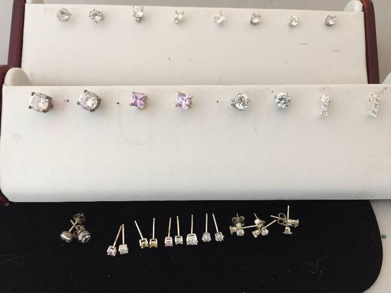 lot 509 image: Sterling Silver Pierced Earrings CZ