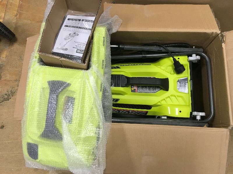 lot 17 image: RYOBI  13 in. 11 Amp Corded Electric Walk Behind Push Mower open box not in like new condition