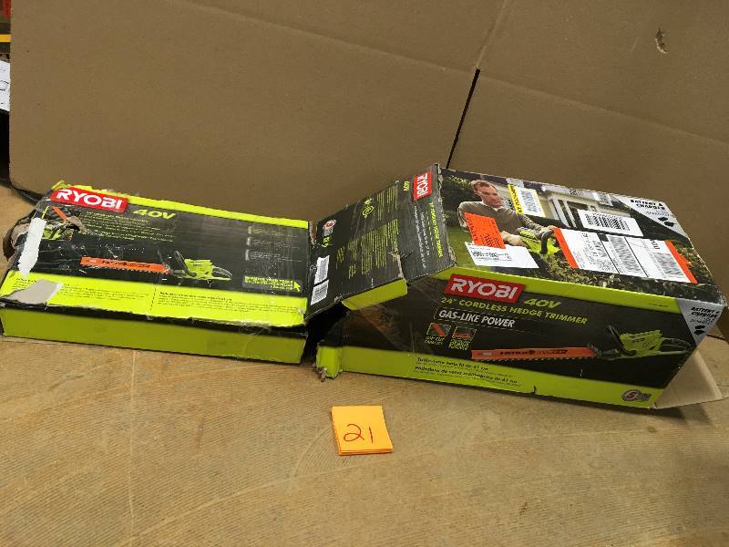 lot 21 image: RYOBI 24 in. 40-Volt Lithium-Ion Cordless Hedge Trimmer - Battery and Charger Not Included not used like new