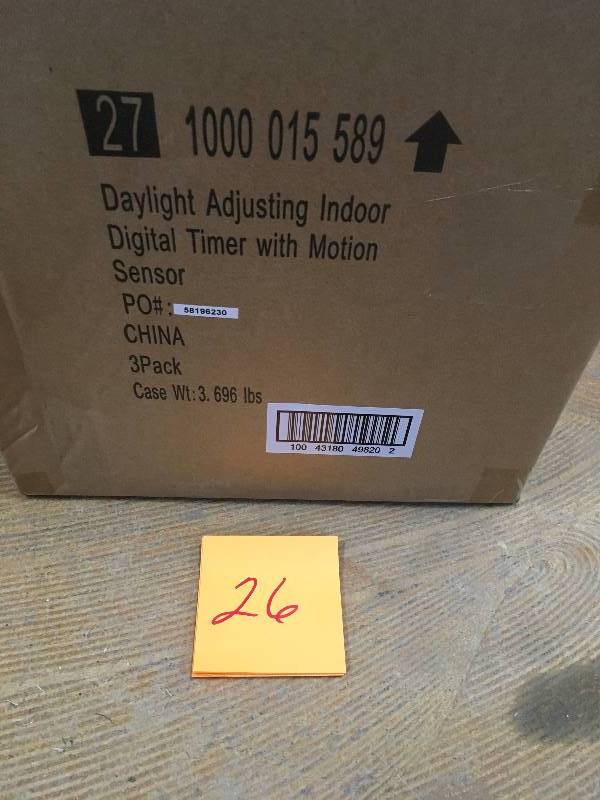 lot 26 image: Lot of 3 Defiant  Daylight Adjusting Indoor Digital Timer With Motion Sensor New