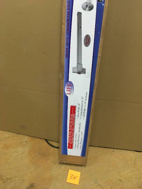 lot 34 image: Life Industries Horizontal Exit Device with Keyed Trim Lever Aluminum Finish New
