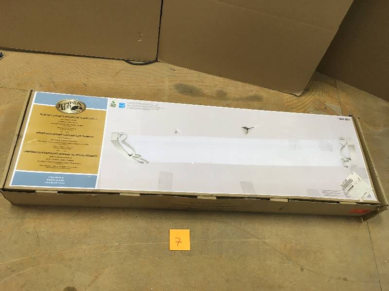 lot 7 image: Hampton Bay Regency 4-Light Brushed Nickel T8 Fluorescent Ceiling Light New