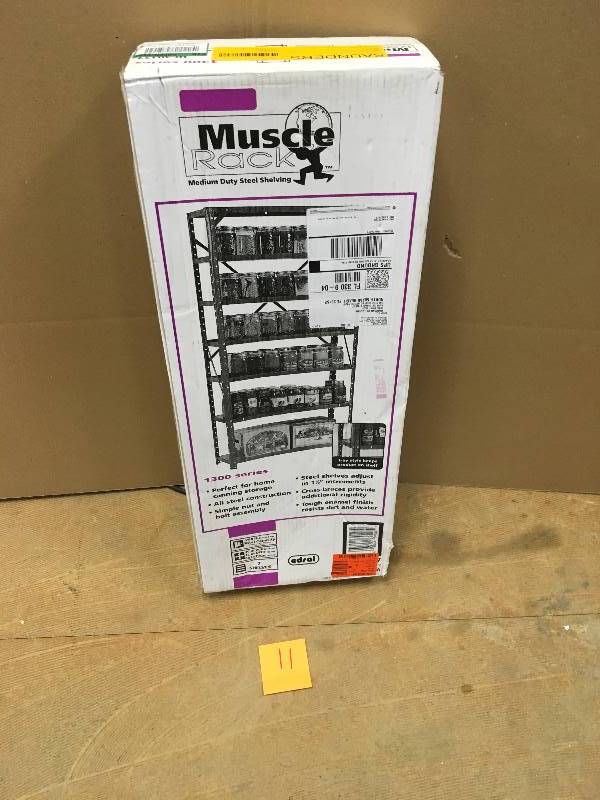 lot 11 image: Muscle Rack Edsal 60 in. H x 30 in. W x 12 in. D Steel Canning Shelving Unit in Gray