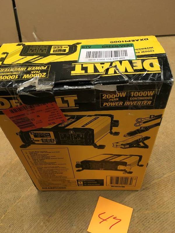 lot 47 image: DeWalt 1000-Watt Power Inverter not used like new condition