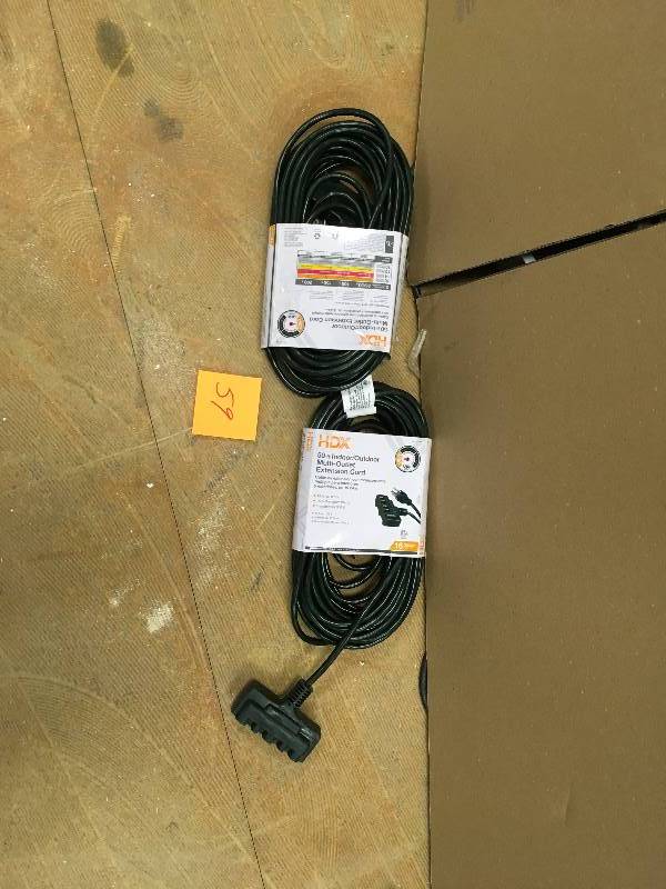 lot 59 image: Lot of Two (2) HDX 50 ft. IndoorOutdoor Multi Outlet 163 Extension Cord New