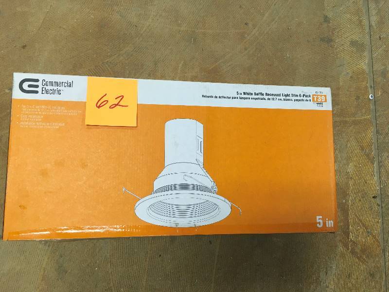 lot 62 image: Commercial Electric 5 in. White Recessed Baffle Trim (6-Pack) New