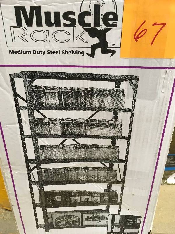 lot 67 image: Muscle Rack 60 in. H x 30 in. W x 12 in. D Steel Canning Shelving Unit in Gray New
