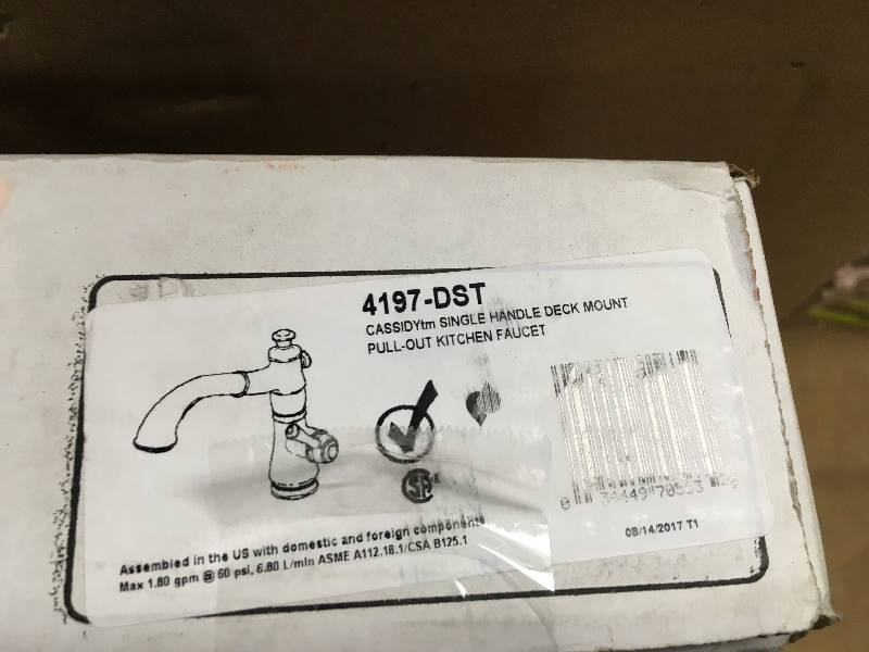 lot 69 image: Delta Cassidy Single-Handle Pull-Out Sprayer Kitchen Faucet In Chrome not used