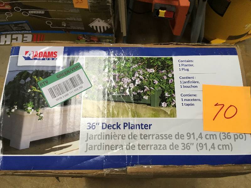 lot 70 image: Adams USA 36 in. x 15 in. White Resin Deck Planter New