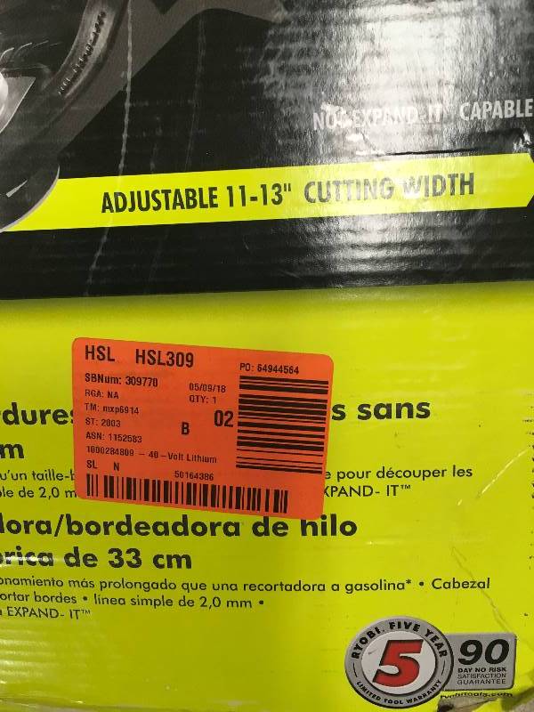 lot 46 image: RYOBI 40-Volt Lithium-Ion Cordless String TrimmerEdger - 2.6 Ah Battery and Charger Included in like new condition