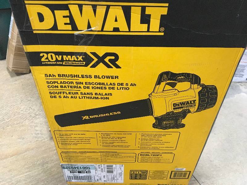 lot 9 image: DeWalt 90 MPH 400 CFM 20-Volt MAX Lithium-Ion Cordless Handheld Leaf Blower with 5.0Ah Battery and Charger Included New