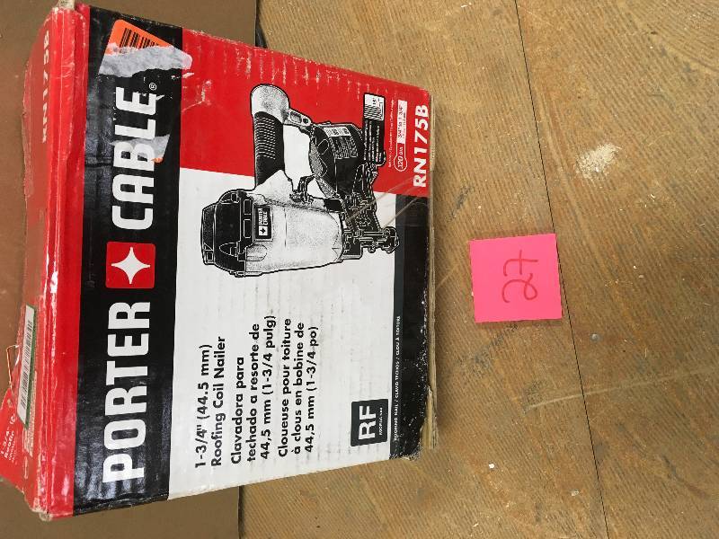 lot 27 image: Porter-Cable 15 Degree 1-34 in. Coil Roofing Nailer used  in good conditions