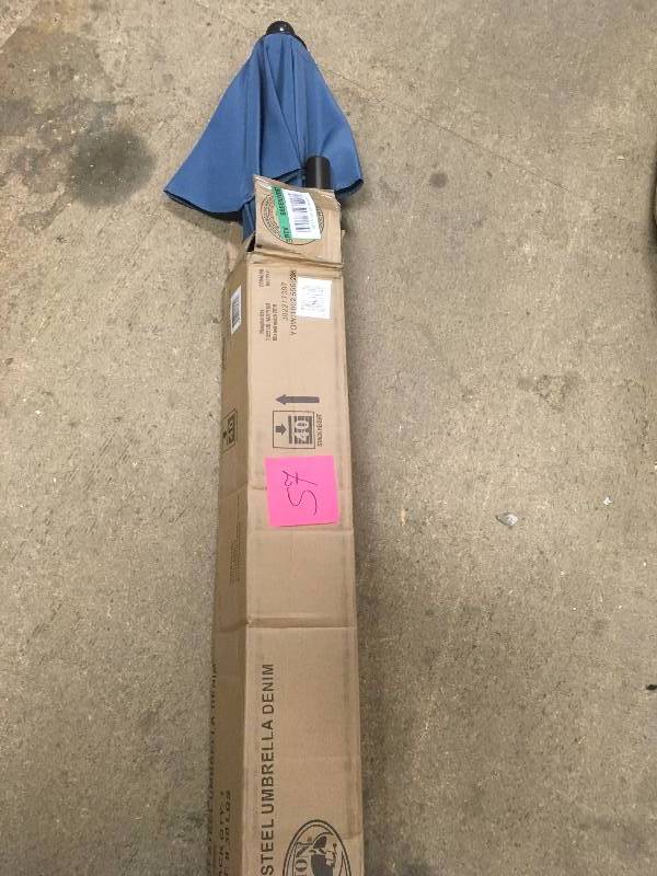 lot 57 image: Hampton Bay 7.5 ft. Steel Patio Umbrella in Denim New