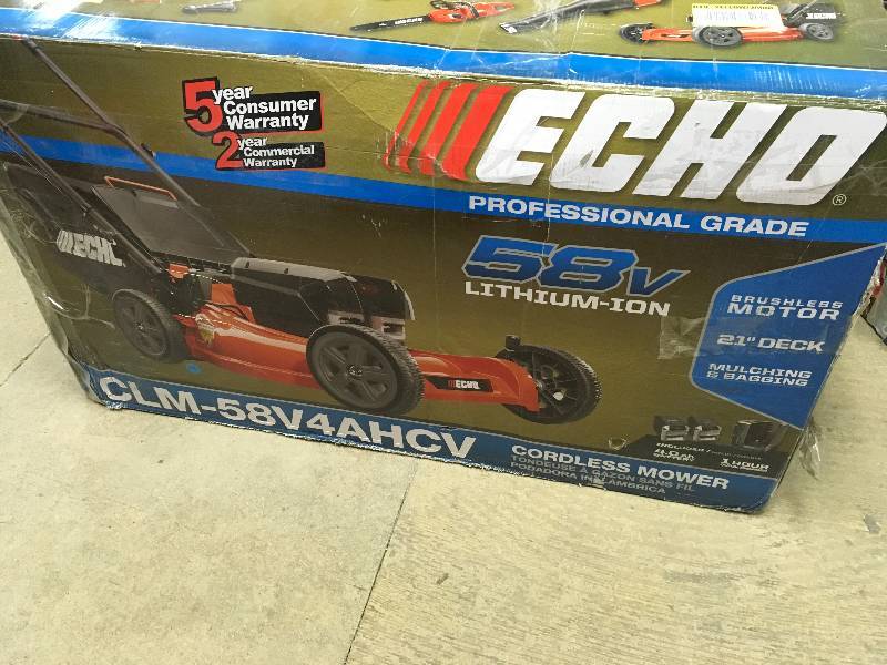 lot 1 image: Echo 21 in. 58-Volt Brushless Lithium-Ion Battery Walk Behind Push Lawn Mower - Two 4.0 Ah BatteriesCharger Included Open Box