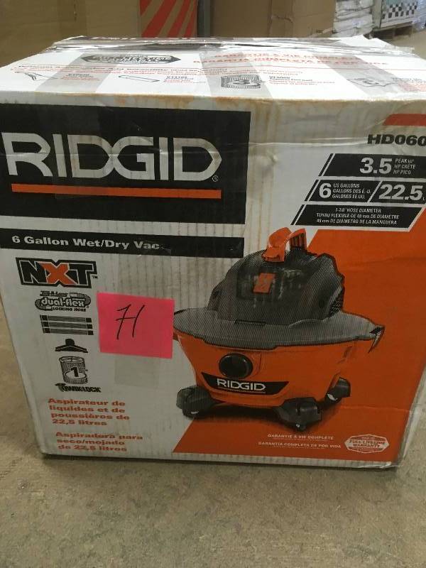 lot 71 image: Ridgid 6 Gallon WetDry vac used works