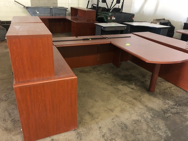 Office Desk with 2 Wall Cabinets and File Cabinet