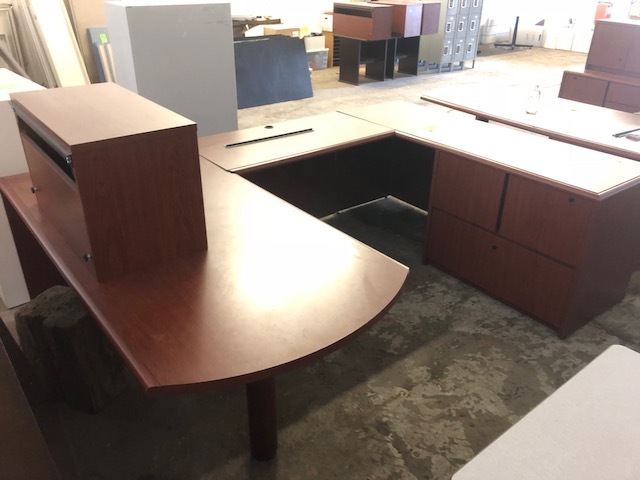 Office Desk with 1 Wall Cabinets and File Cabinet
