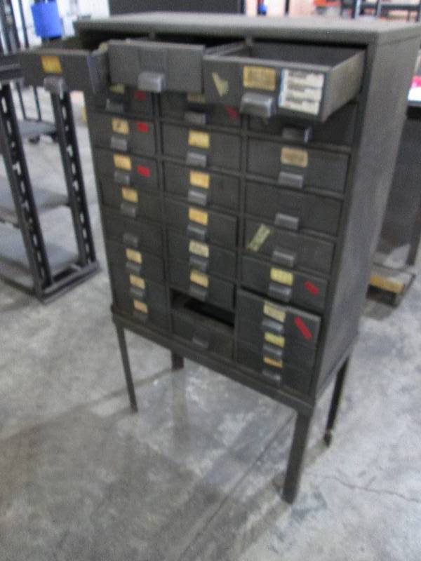 lot 30 image: Metal drawer stand with some equipm...