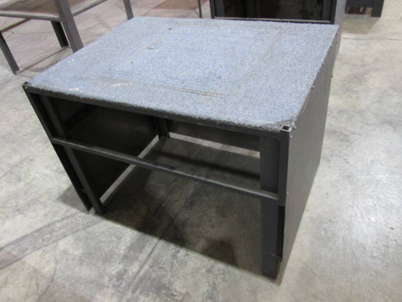 lot 45 image: Metal work table with carpet top, s...