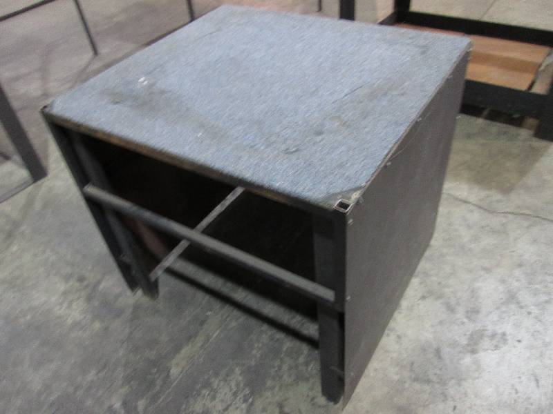 lot 46 image: metal work table with carpet top, s...