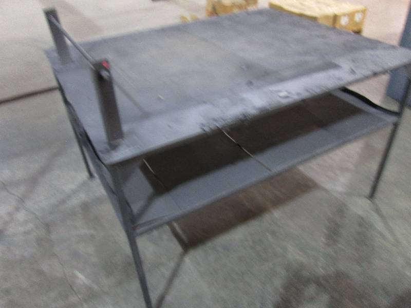 lot 47 image: Metal work table, 4 x 5 top, 3 ta...