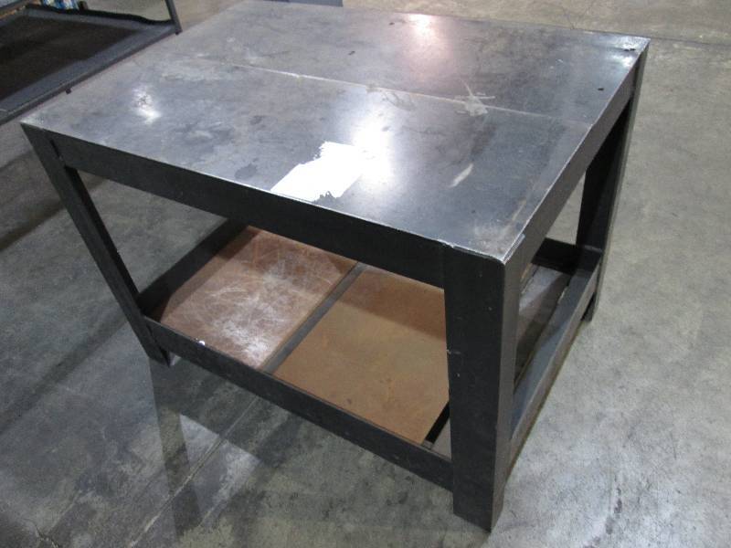lot 61 image: Heavy metal work table, 48 x 33 to...