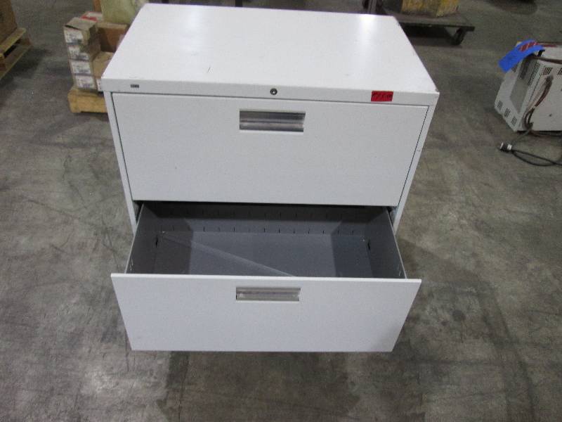 lot 72 image: Metal file cabinet 30 wide, 19 de...