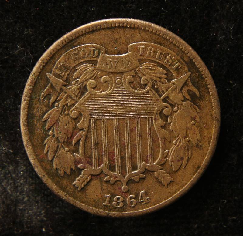 1864 US TWO CENT PIECE XF40