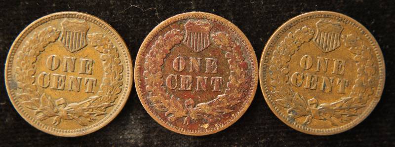 3 INDIAN HEAD CENTS 1901 1903 1906 F-AU