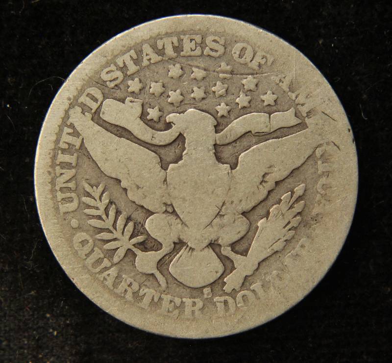 1905-S BARBER SILVER QUARTER