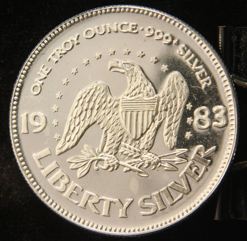 1 TROY OZ. .999 FINE SILVER 1983 A-MARK LIBERTY ROUND