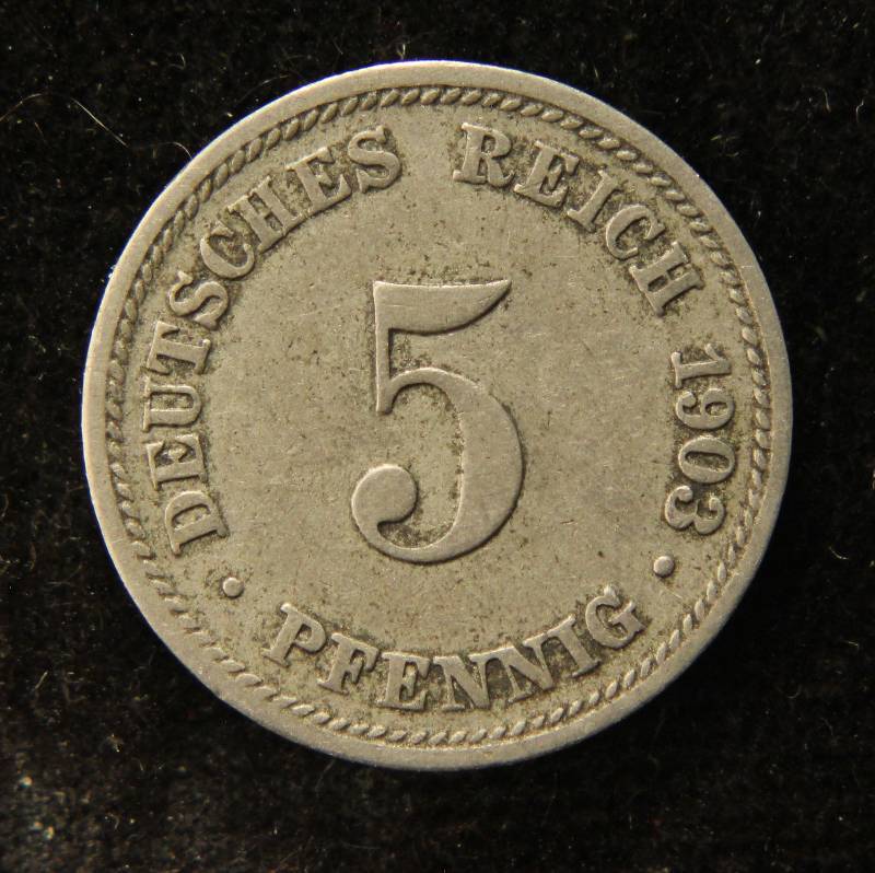 1903 5 PFENNIG GERMAN DUTCH REICH VF