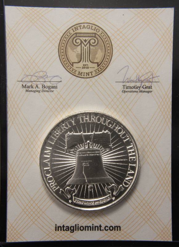 1 TROY OZ. .999 FINE SILVER LTD EDITION INTAGLIO MINT SONS OF LIBERTY