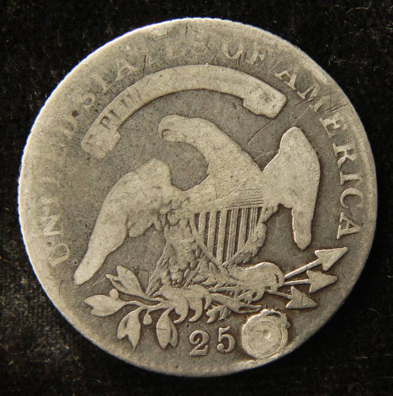1821 US BUST QUARTER HOLED & PLUGGED
