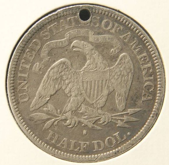 1876-S SEATED LIBERTY HALF DOLLAR VF DETAILS HOLED