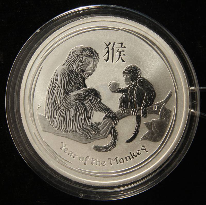 2016 AUSTRALIA YEAR OF THE MONKEY 1 OZ .999 FINE SILVER IN AIRTITE