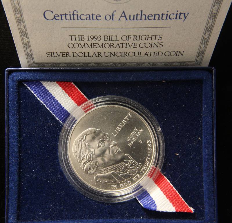 1993-D US COMMEMORATIVE SILVER DOLLAR MADISON BILL OF RIGHTS