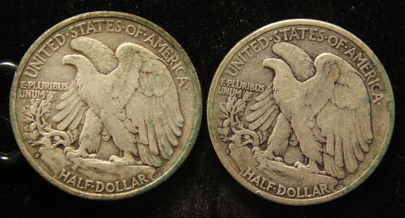 2 WALKING LIBERTY HALF DOLLARS 1941-S & 1944-S VF